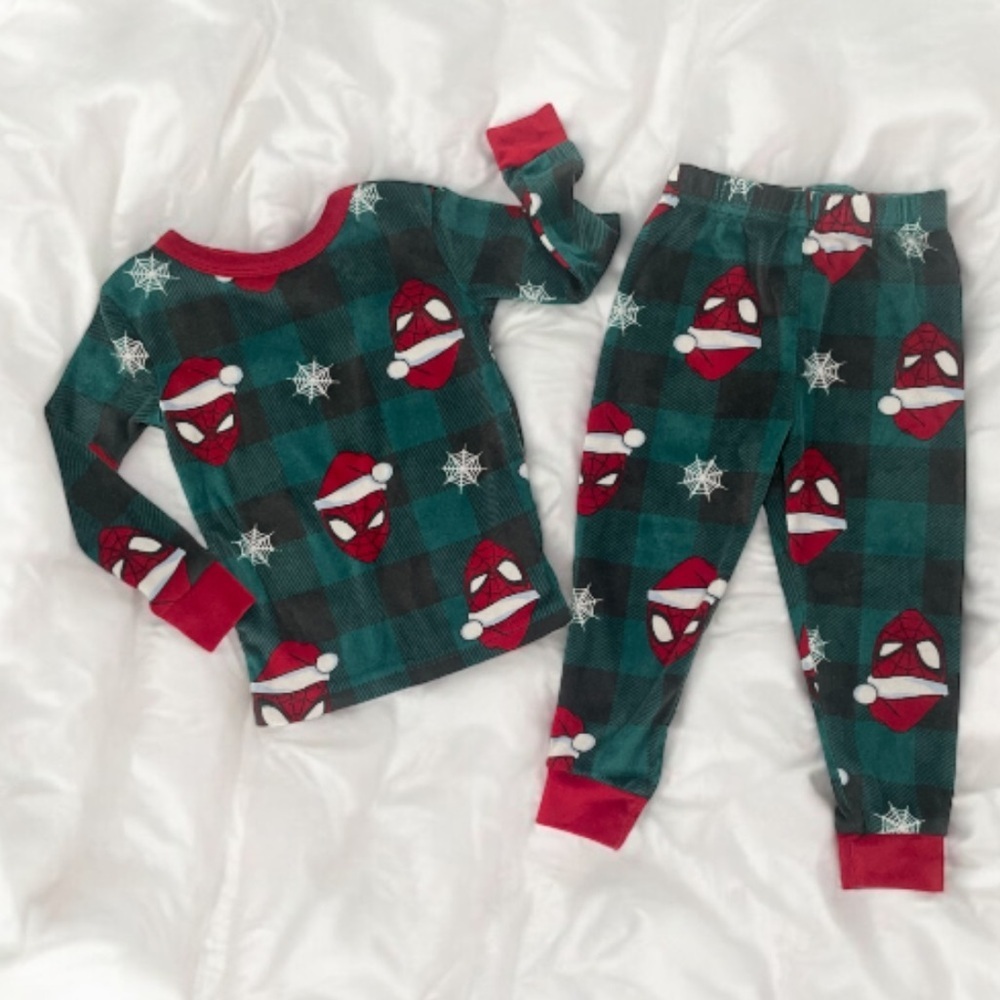 Marvel Spidey Red and Green Santa Clause Kids Pajama Set